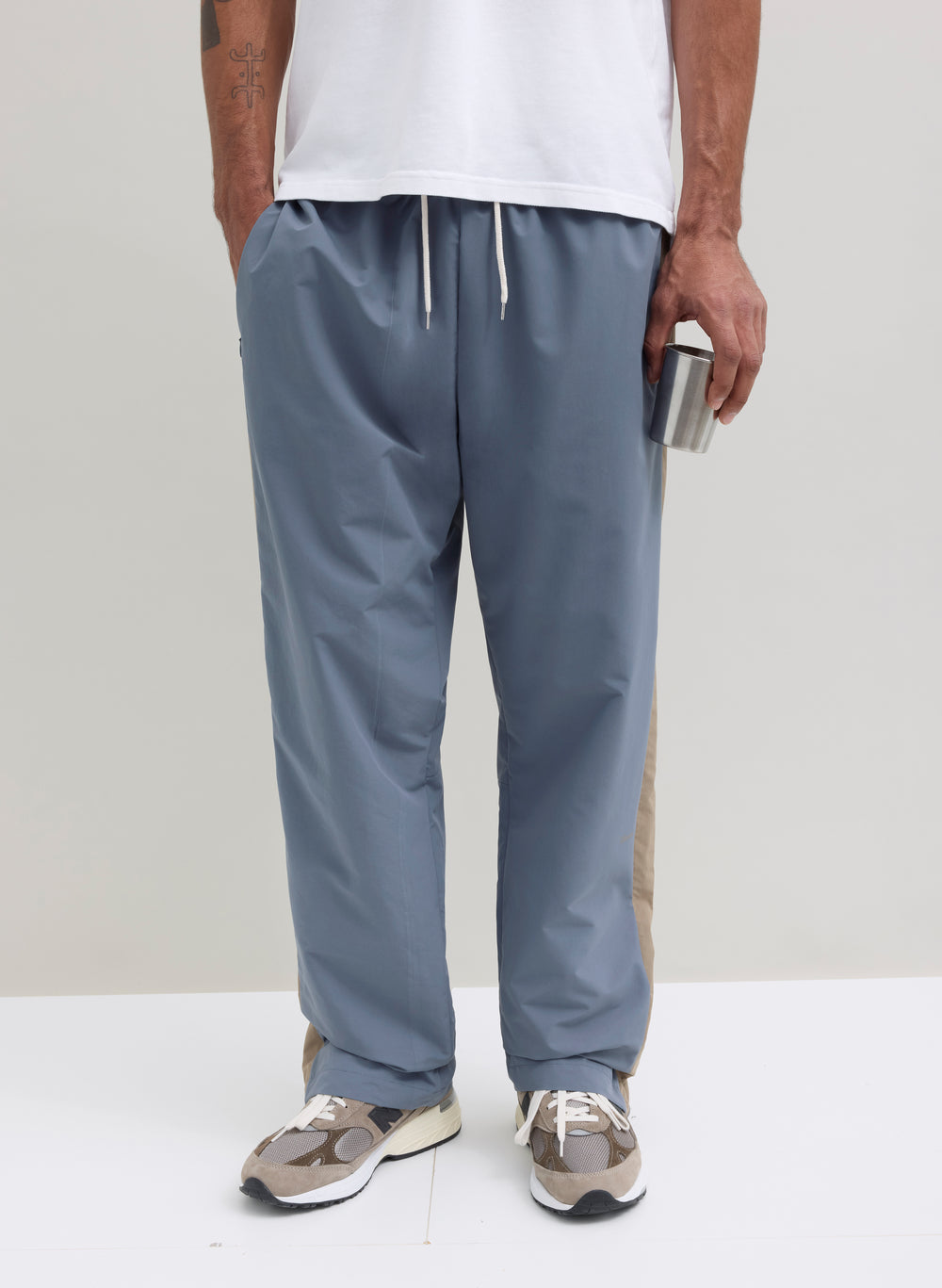 Panel Tracksuit Bottom - Storm Blue/Taupe