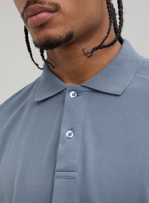 Longsleeve Polo Shirt - Storm Blue