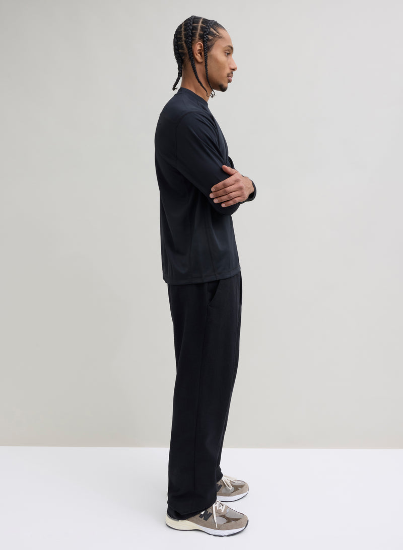 Heavy Wool Trousers Wide - Black