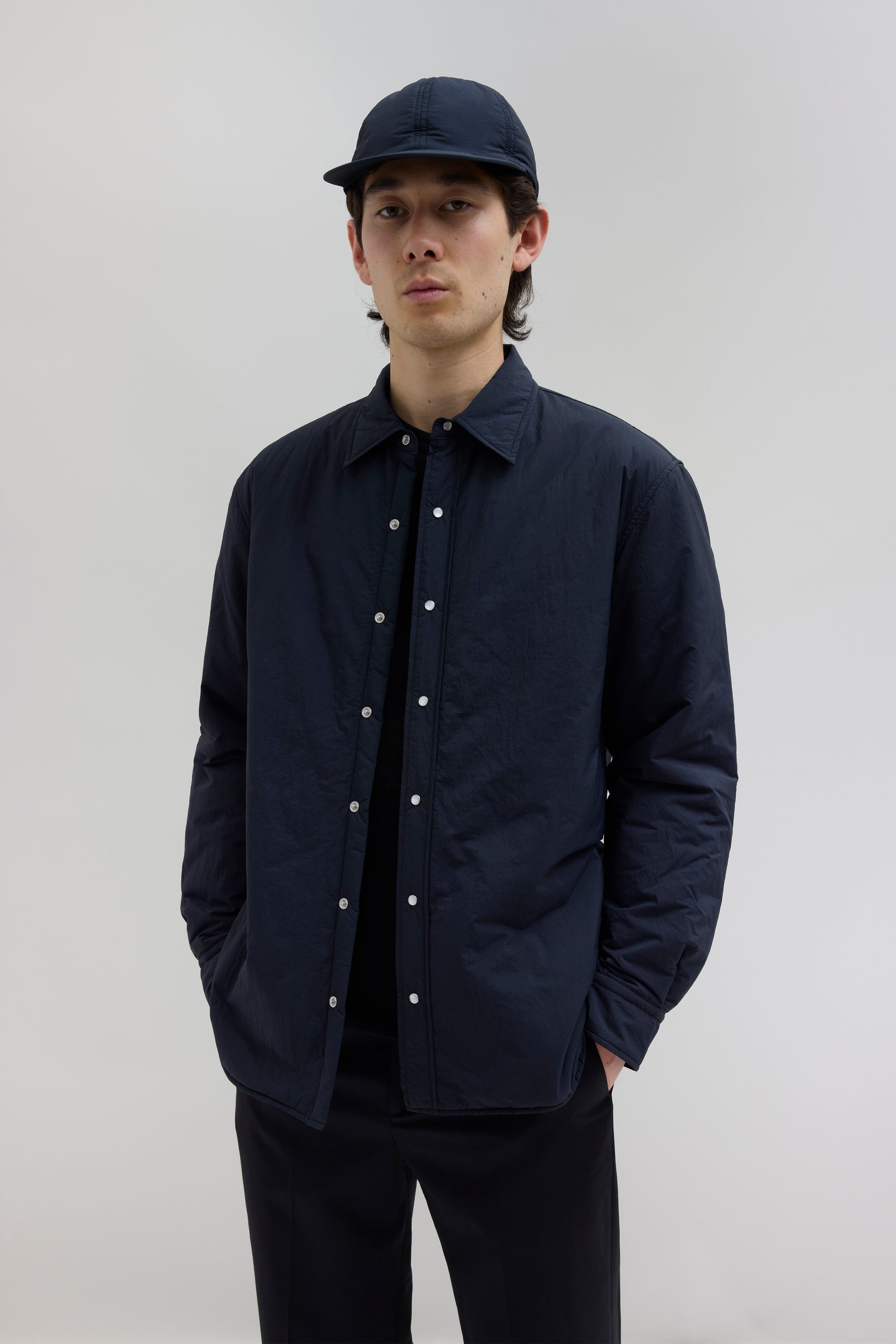 Padded Nylon Overshirt - Black