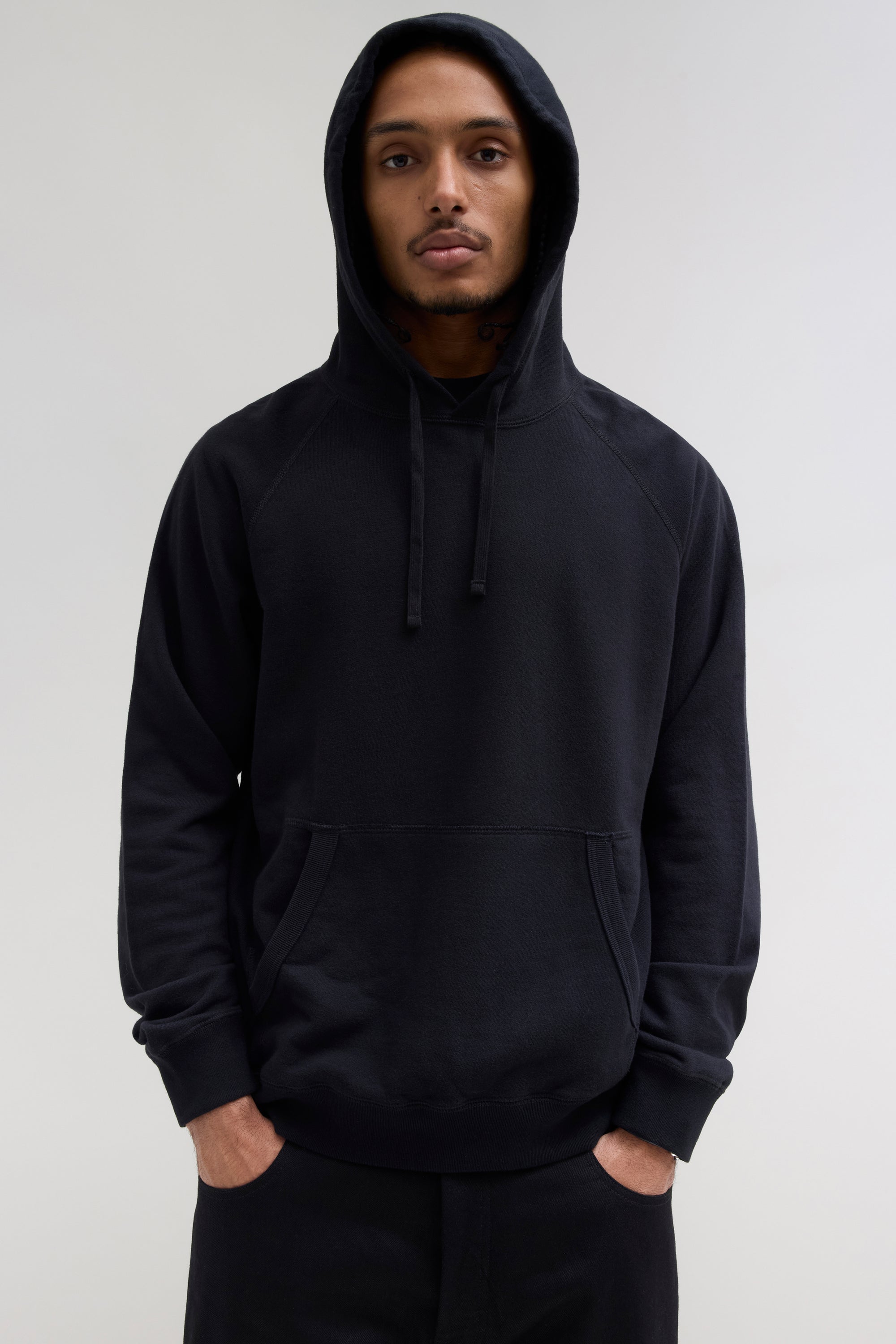 70s Hooded Sweatshirt - Black French Terry