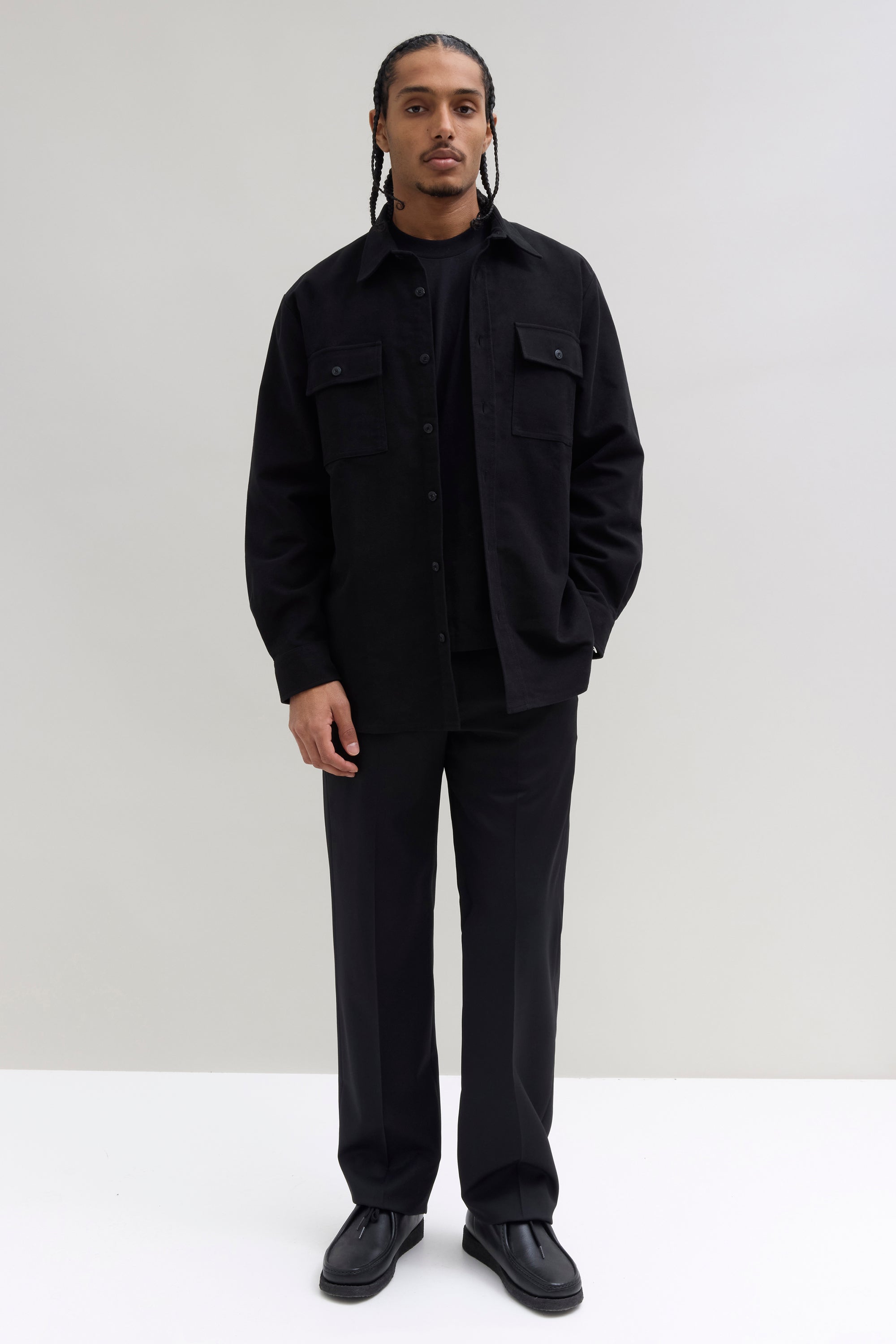 Lined Moleskin Overshirt - Black