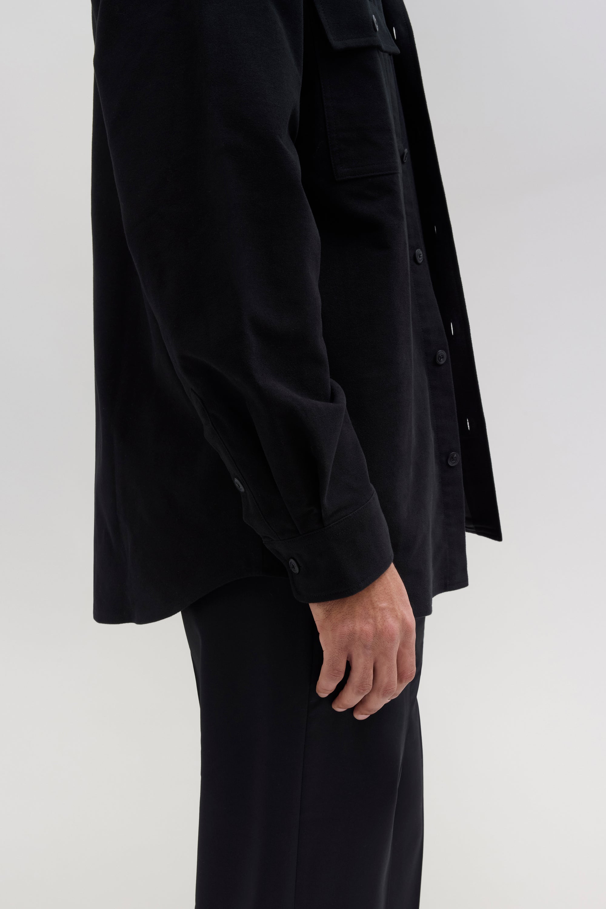 Lined Moleskin Overshirt - Black