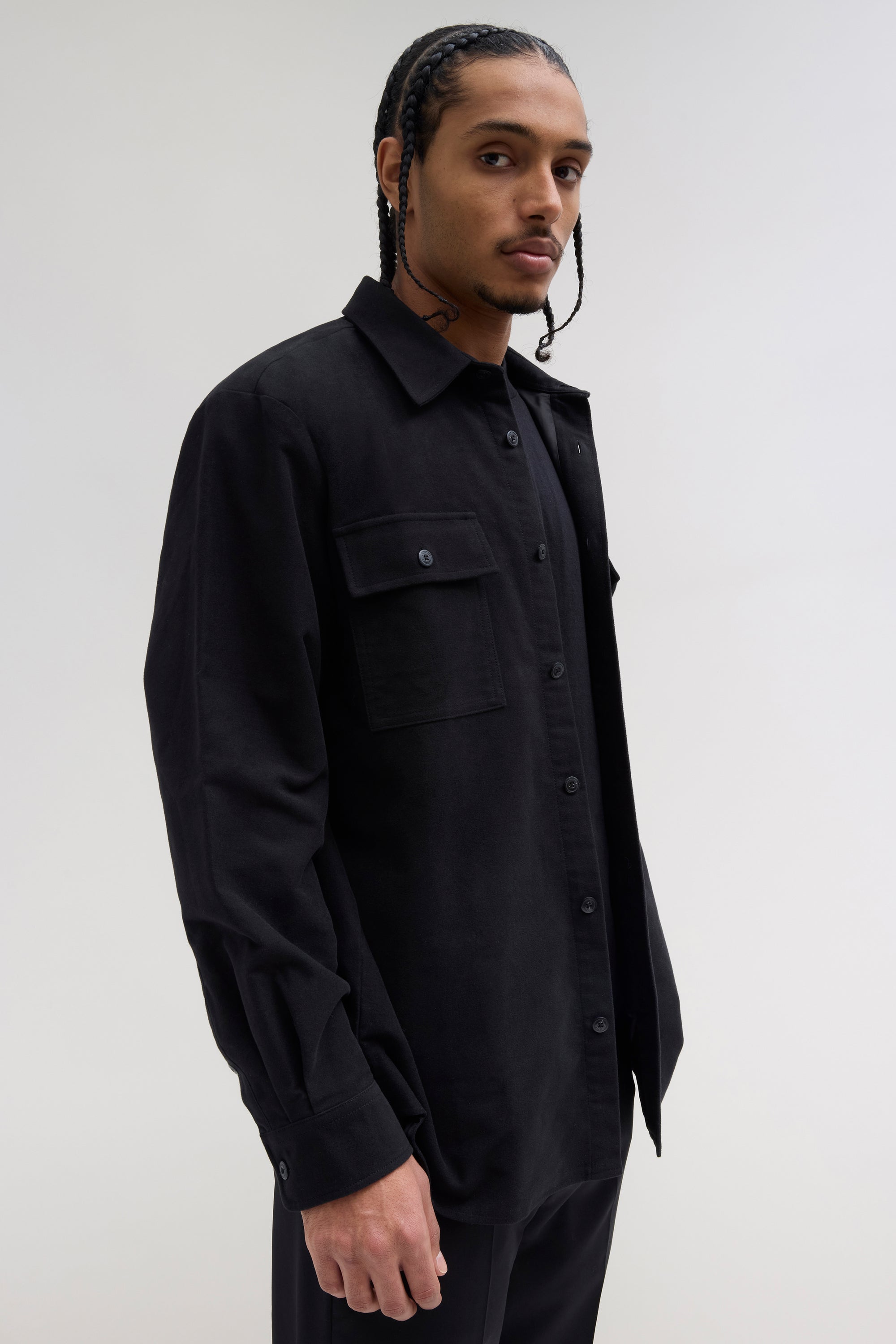 Lined Moleskin Overshirt - Black