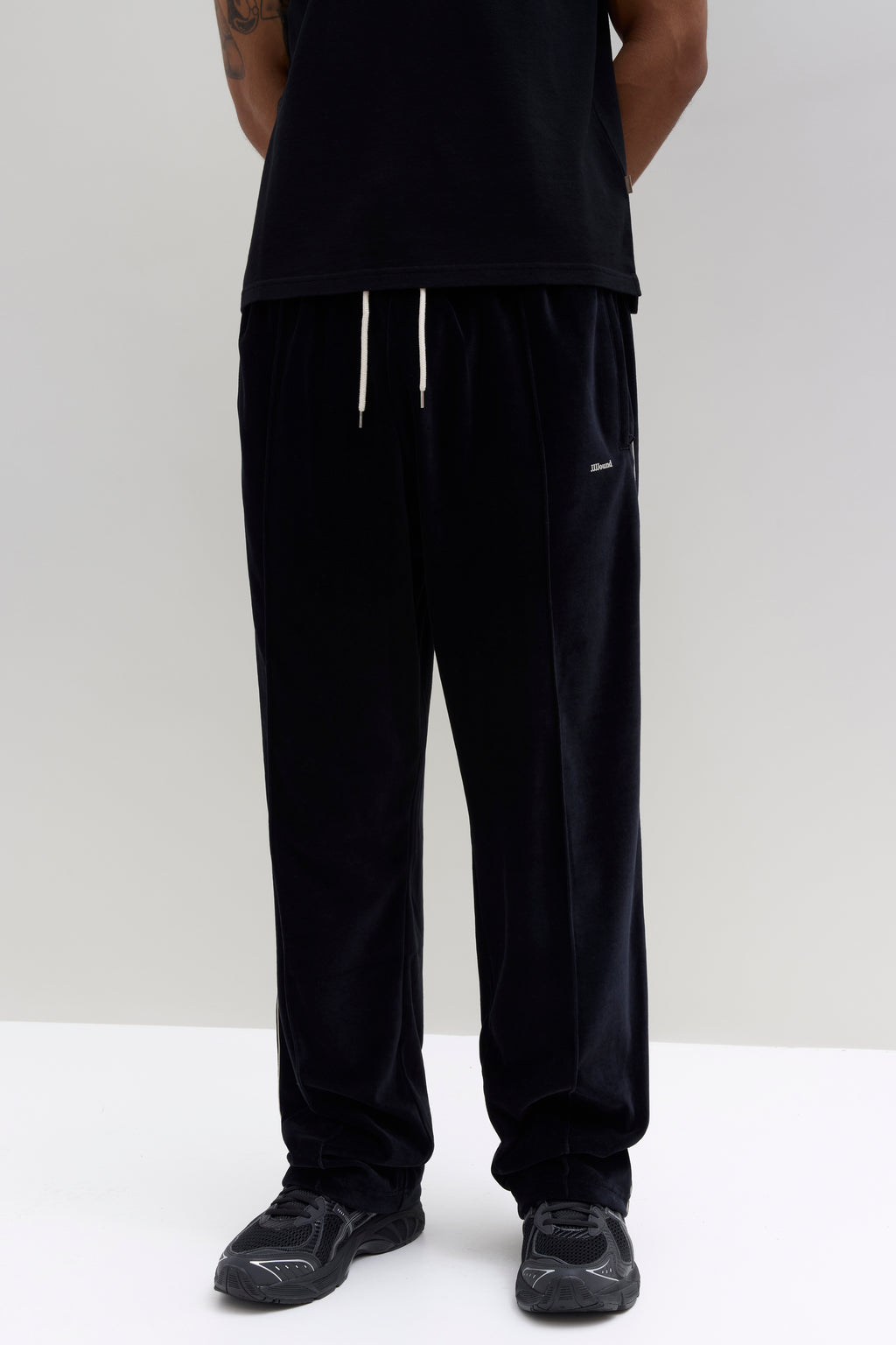 Relaxed Velour Track Pant - Black