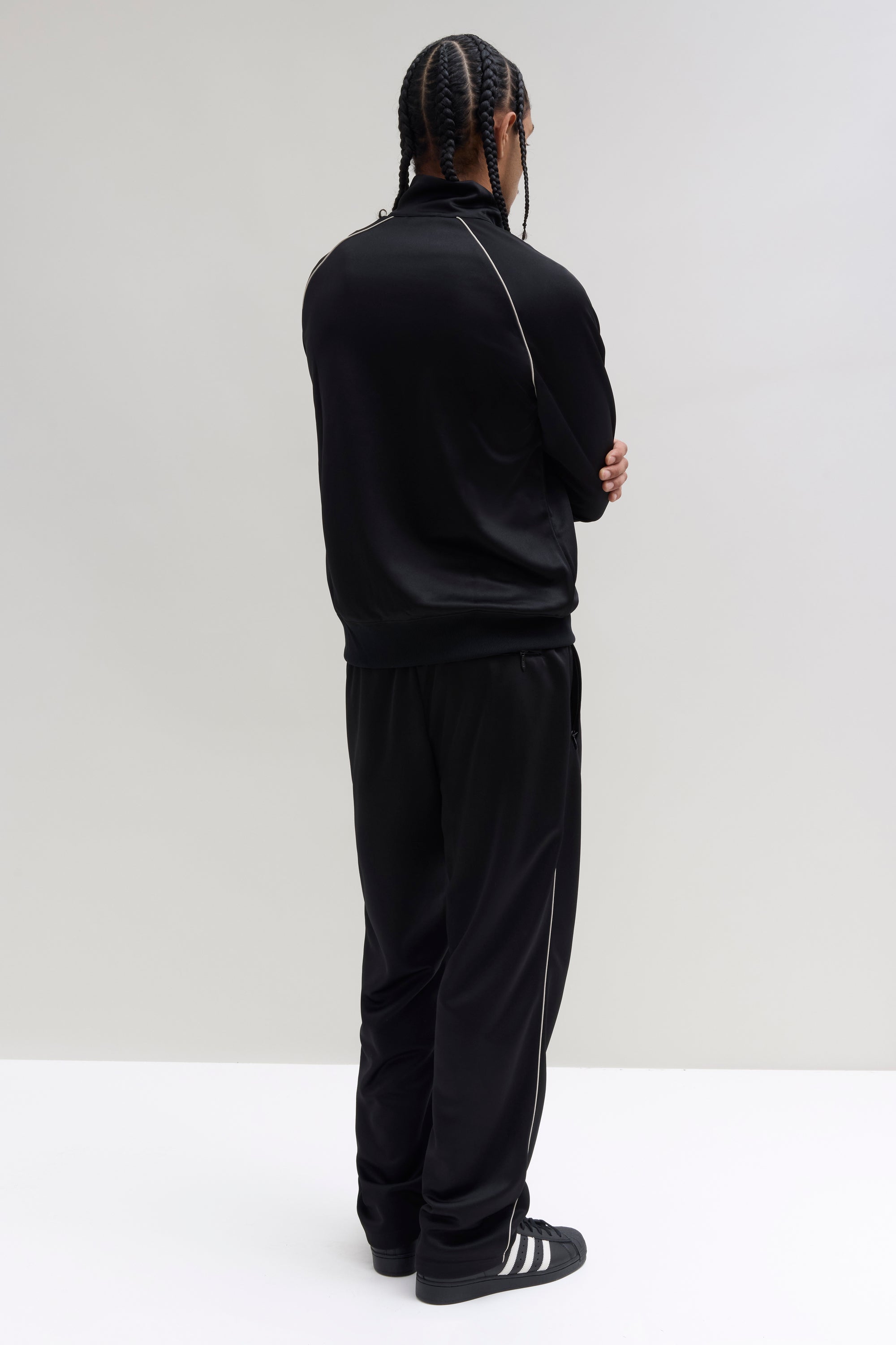 Relaxed Tricot Track Top - Black