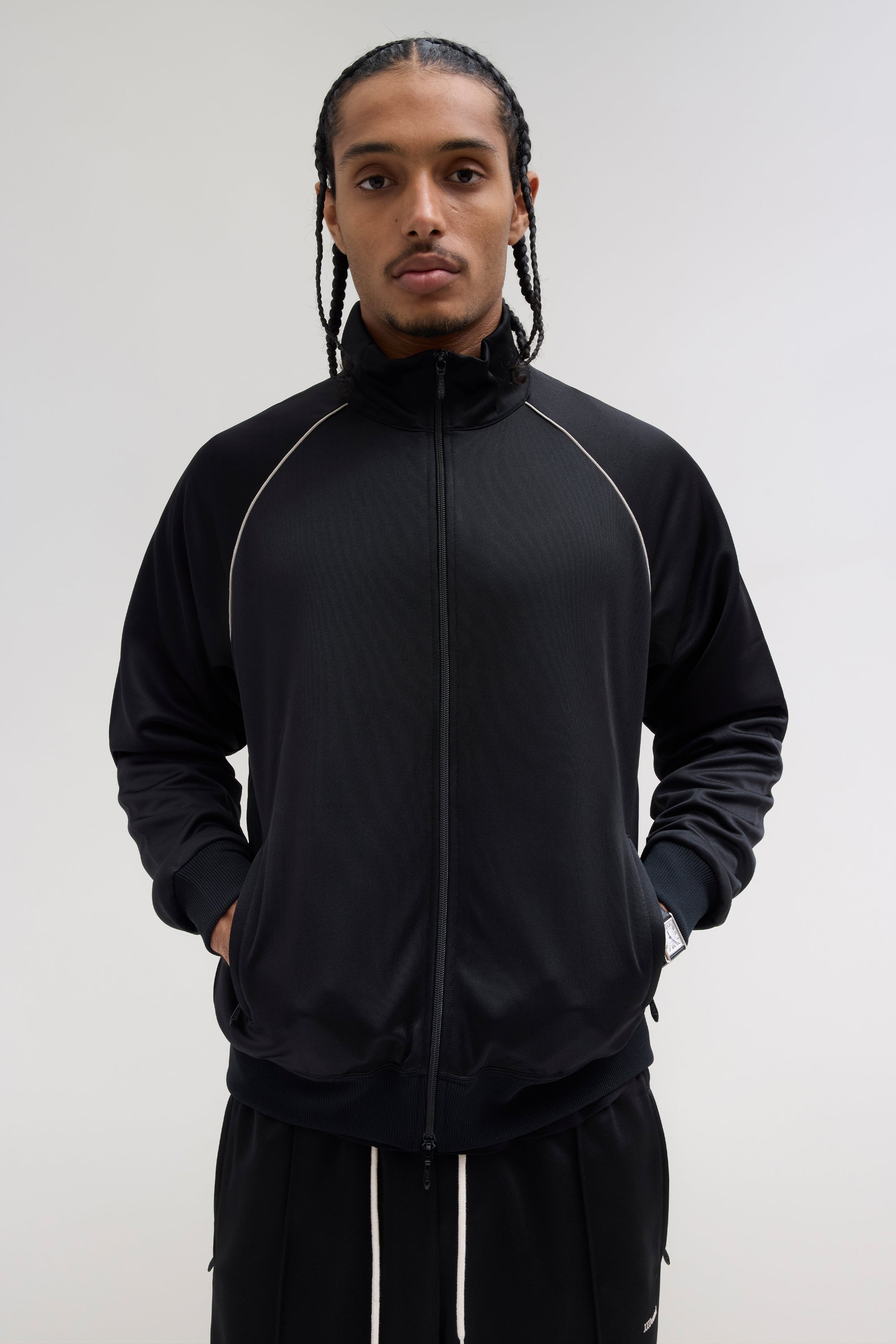 Relaxed Tricot Track Top - Black