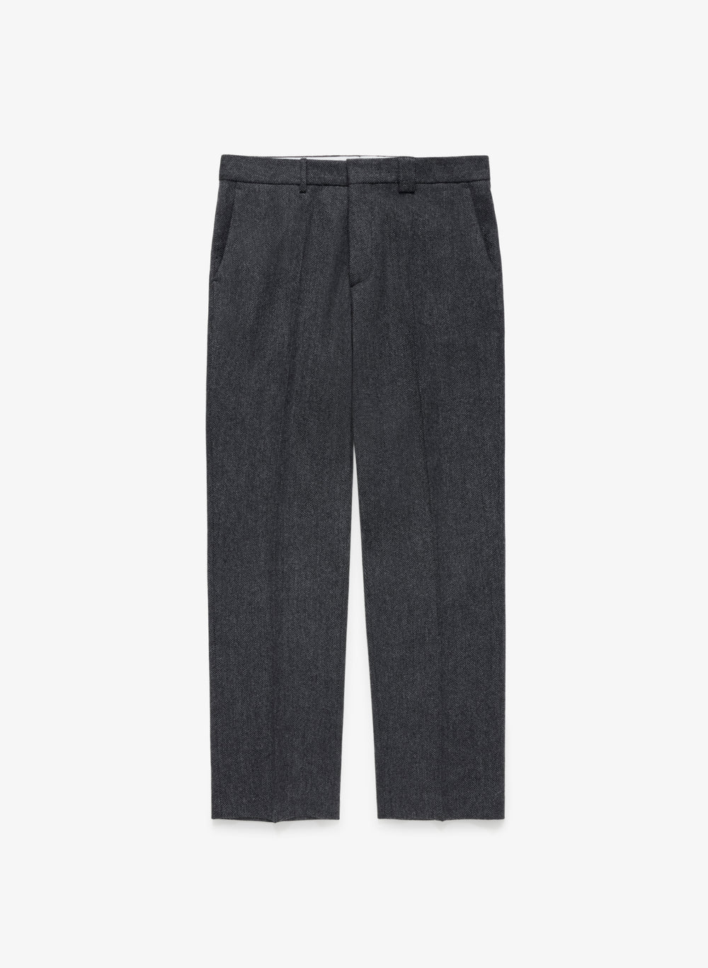 Wool Trousers Wide - Charcoal Herringbone