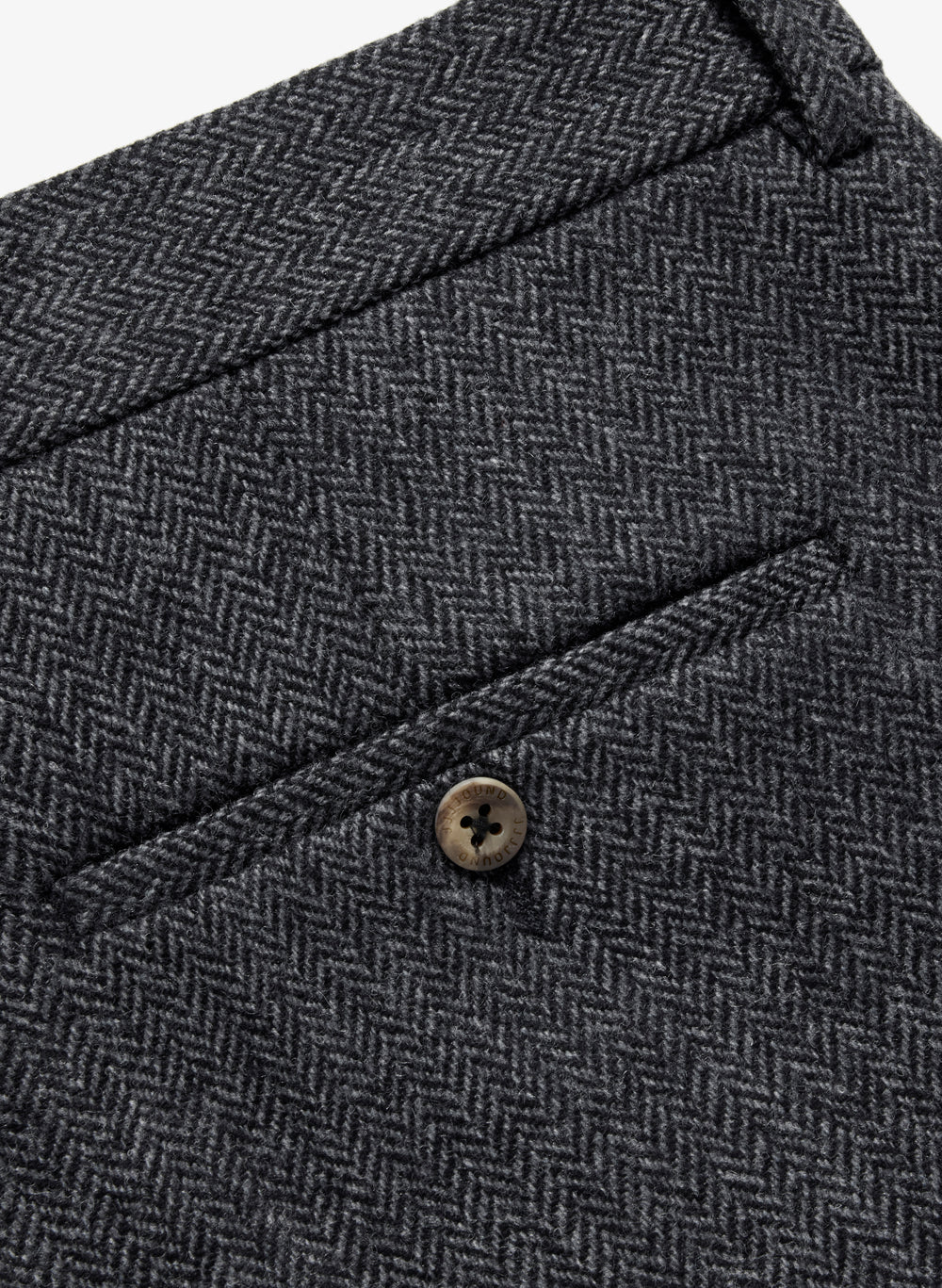 Wool Trousers Wide - Charcoal Herringbone